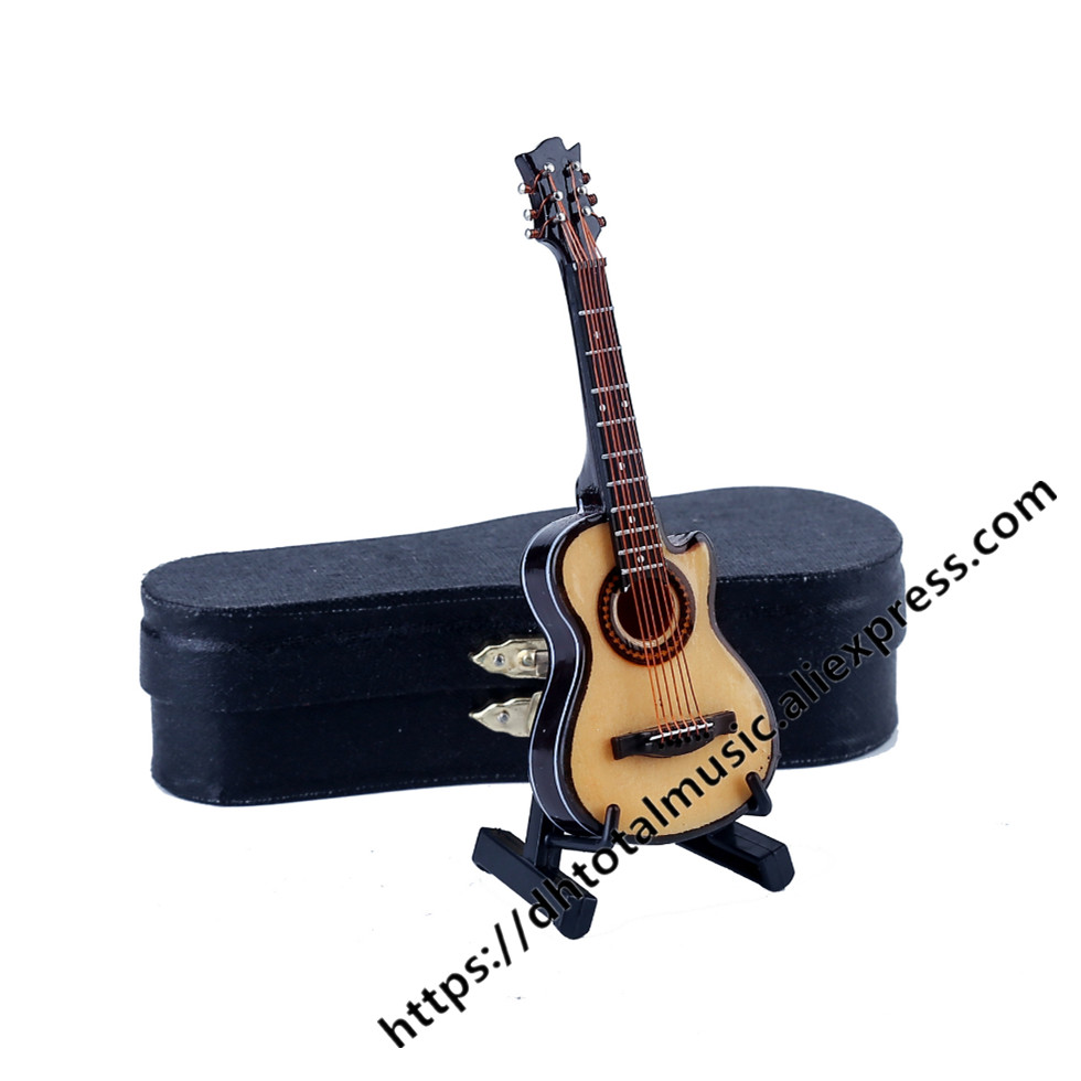 Mini guitare Miniature modèle guitare électrique modèle B Miniature en bois Mini Instrument de musique modèle Collection: Guitar E-10cm