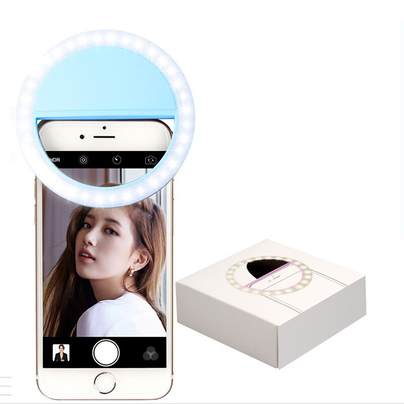 Bærbar led selfie lys ring flash lumiere telefon led mobiltelefon lys klip lampe ring til iphone samsung natbelysning