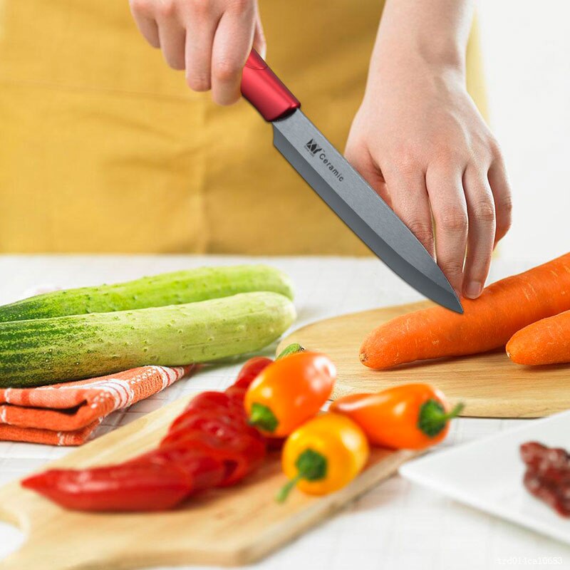 XYj-Juego de cuchillos de cerámica, herramientas de cocina, pelador, multiopciones, mango de Color, utilidad para cortar Chef, 5 uds.
