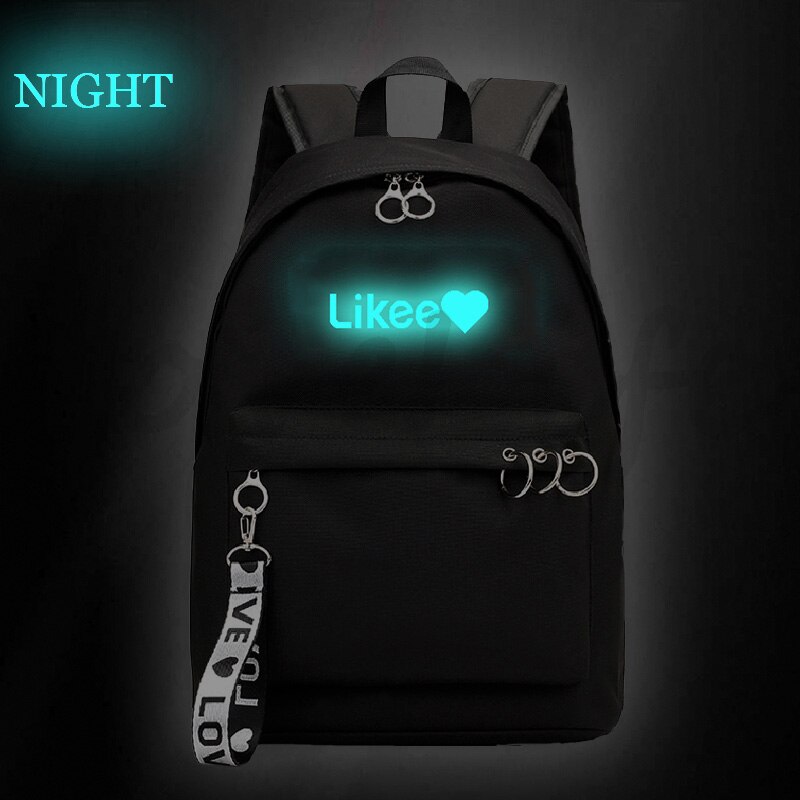 Likee live Luminous backpack Mochila Boys Girls Bookbags Children School Bags Teens back to school Black Pink Travel bags: 8