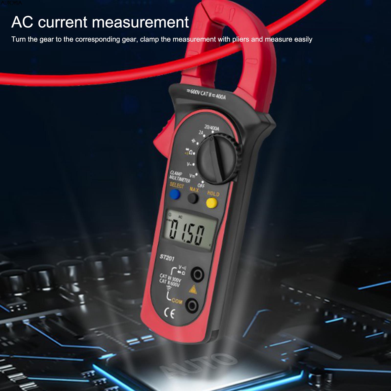 ST201 Digital Clamp Multimeter Resistance Ohm Tester AC DC Clamp Ammeter Transistor Testers Voltmeter D Contact LCR Meter