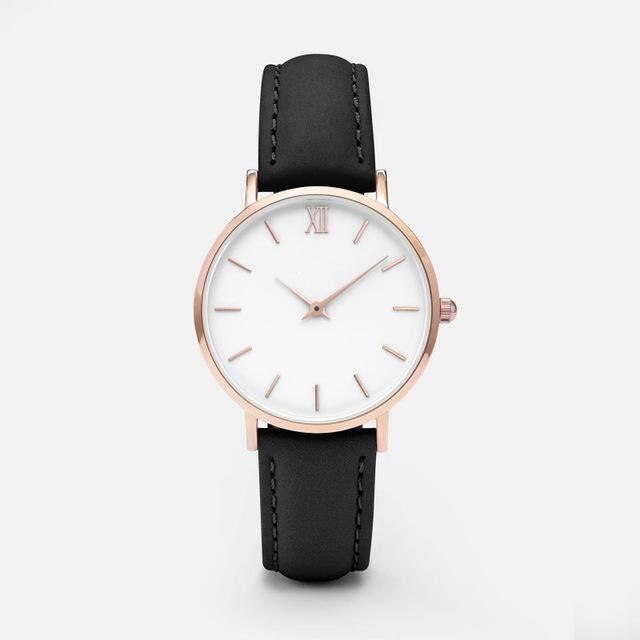 Zegarek Damski Simple Women Watches Woman Ladies Casual Leather Quartz Watch Woman Clock Relogio Feminino Montre Femme: black