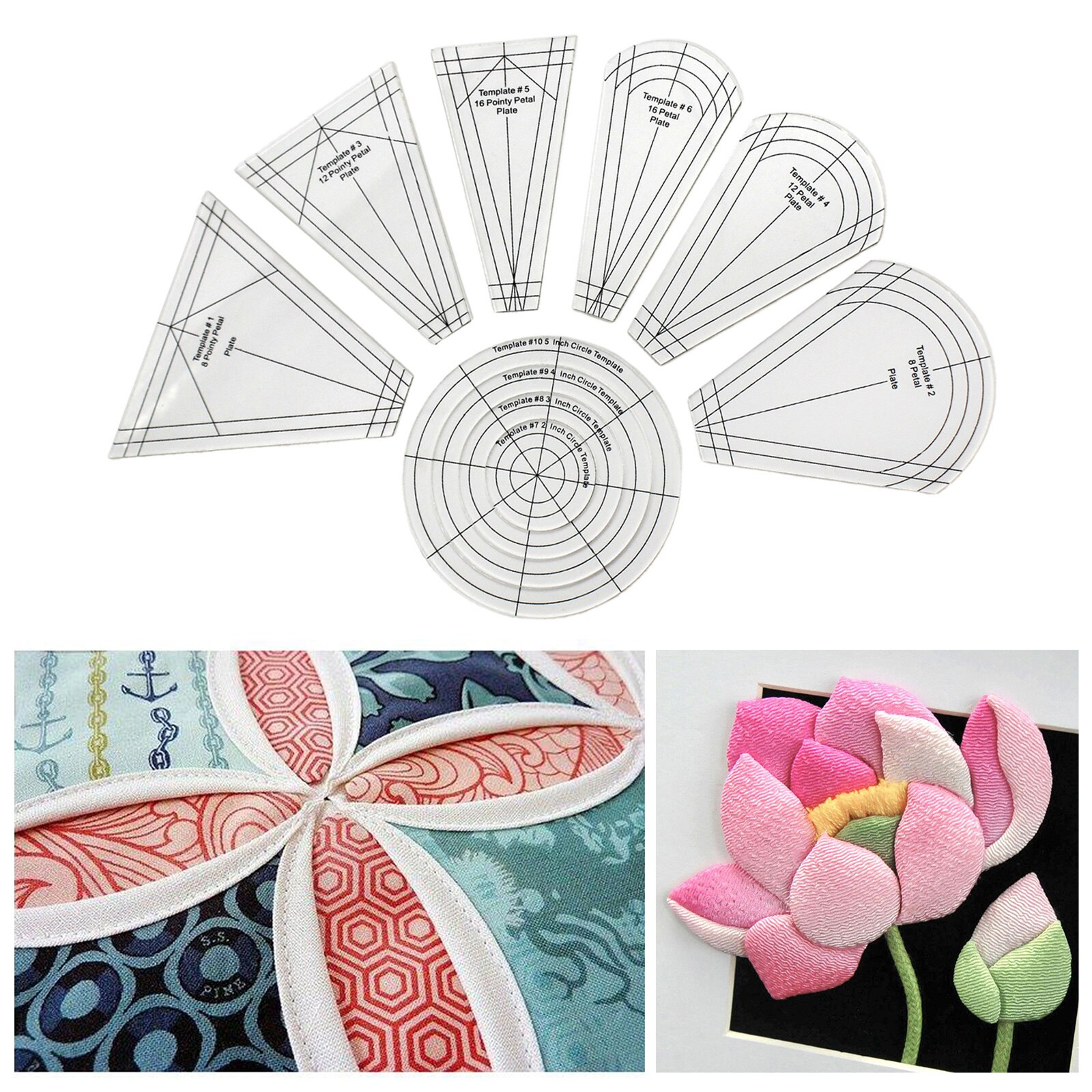 Dresden Quilting Template - 10 Pieces Dresden Plate Template Patchwork Regular Ruler Dresden Petals for Domestic Sewing Machine