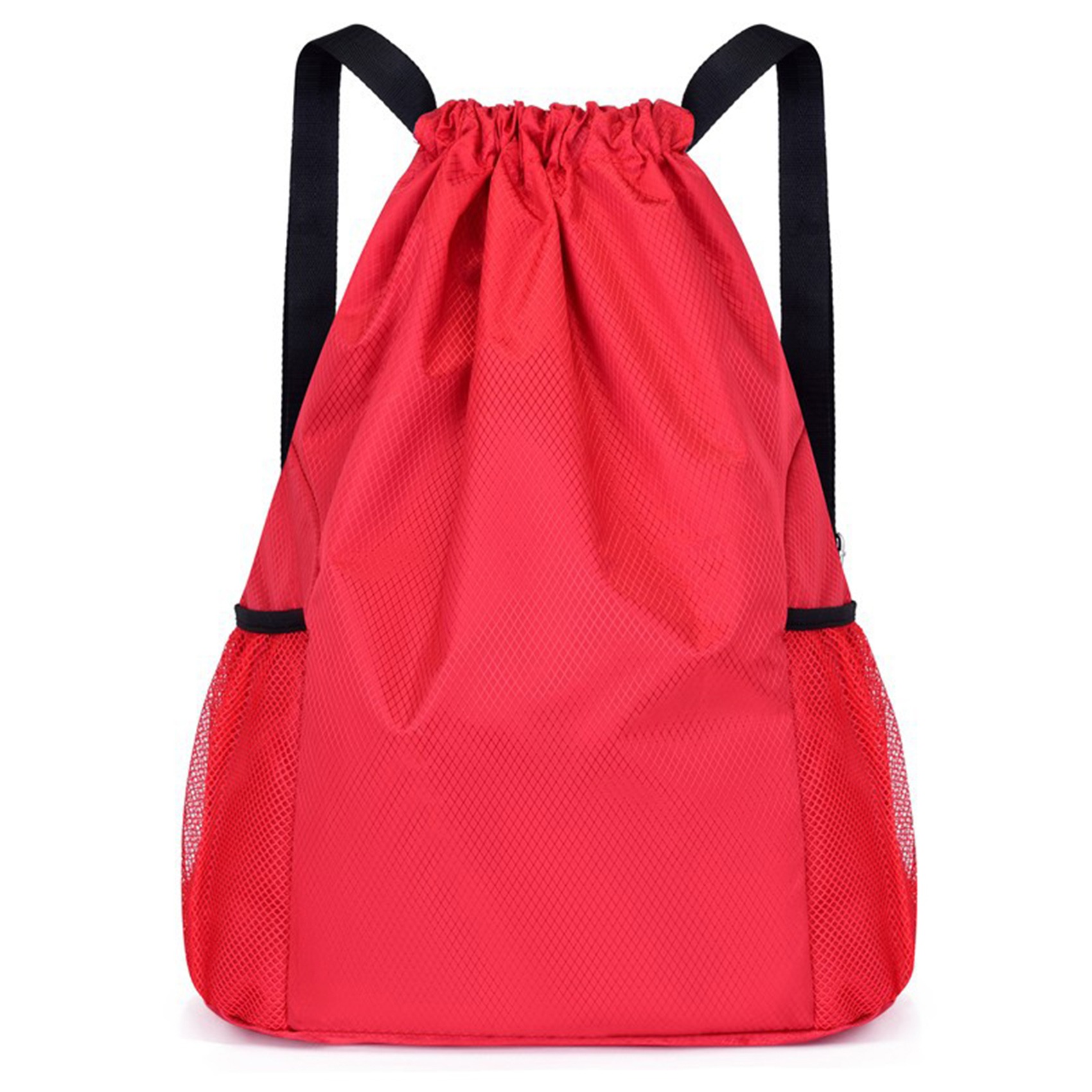 Heren/dames rugzak met trekkoordvak, waterdichte oxford rugzak met grote capaciteit, reistas met trekkoord, fitness sporttas: 16 inch / Rood