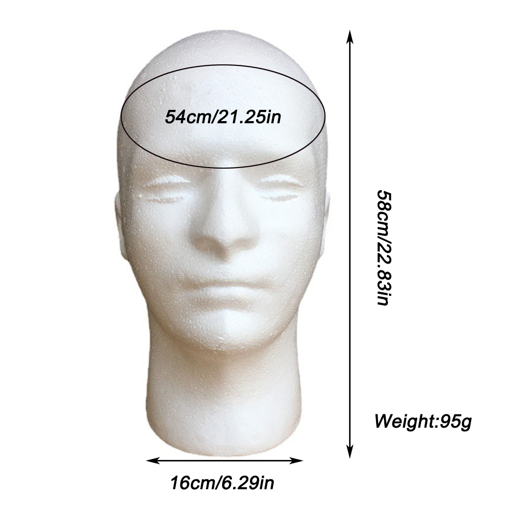 1PC Male Mannequin Head Easy-Pack Foam Wig Stand Durable Smooth Surface Wig Cap Holder for Store Salon Home