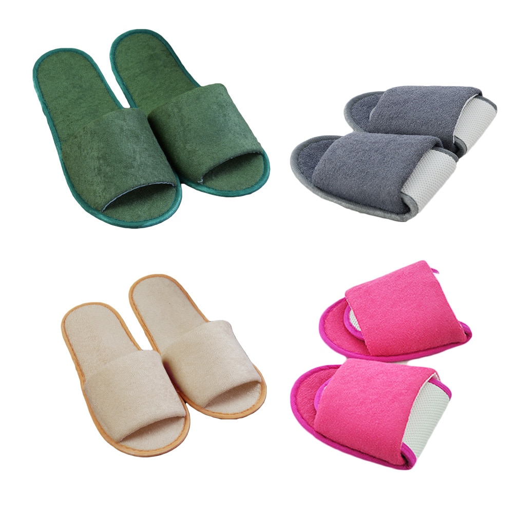 Simple Slippers Men Women Hotel Travel Spa Portable Slippers Solid Folding House Home Floor Towel Slippers Indoor
