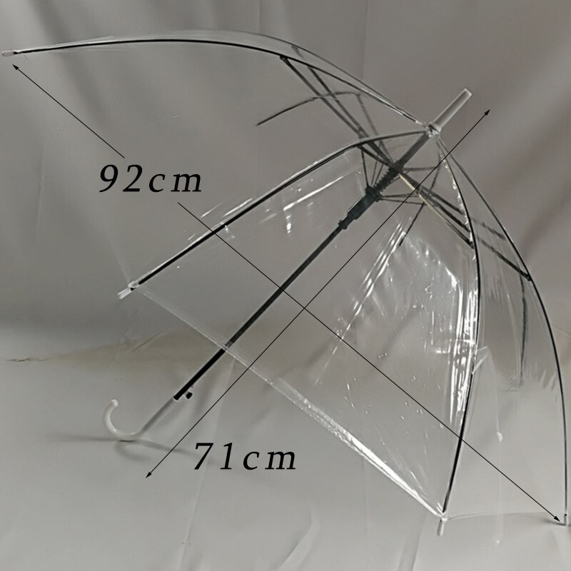 Transparante Lange Steel Paraplu Plastic Poe Transparant Blad Kooi Parasol Paraplu Parasol Vrouwelijke Semi-Automatische Zonnescherm