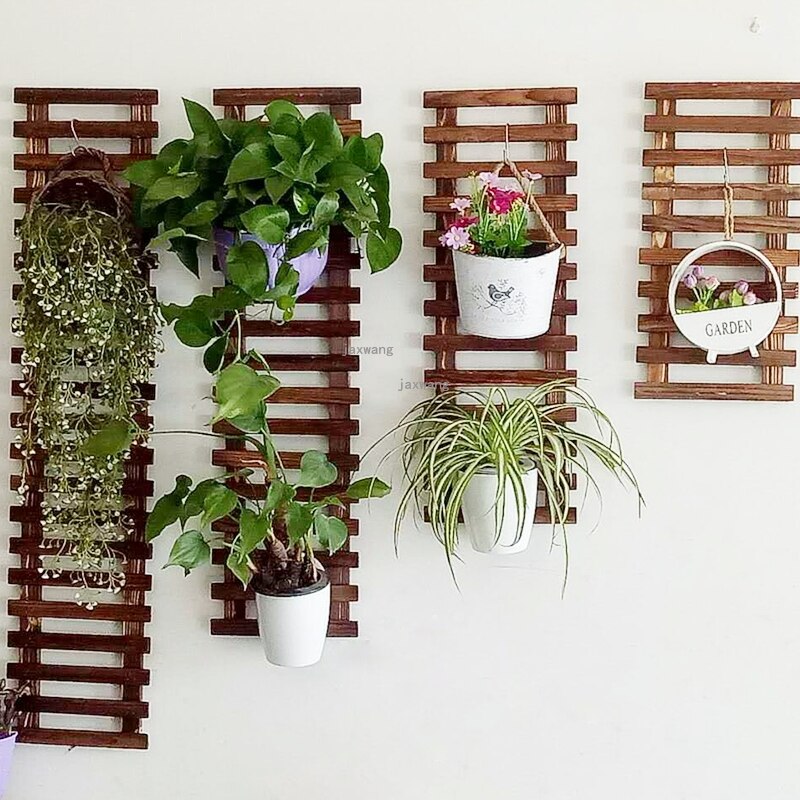 Balkon blomsterstativ hængende massivt træ vægophæng blomsterhylde udendørs urtepotteophæng træ vægophæng flow