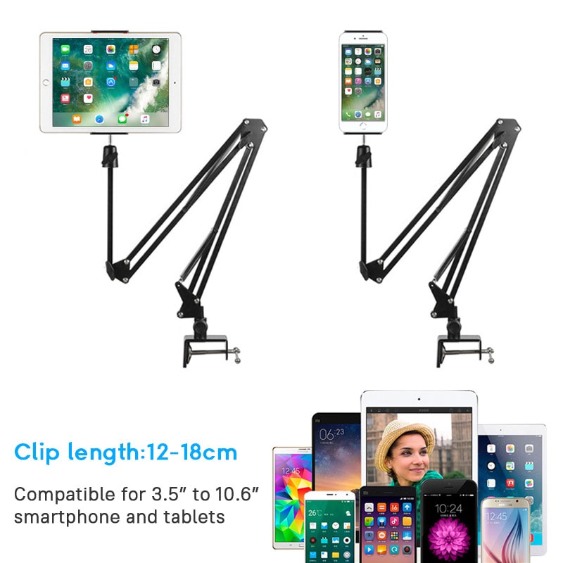 Flexible Strong Arm Tablet PC Stand Support 4 to 10.6 inch Tablets Screen 360 Rotating Bed Desktop Tablet Holder For iPhone iPad