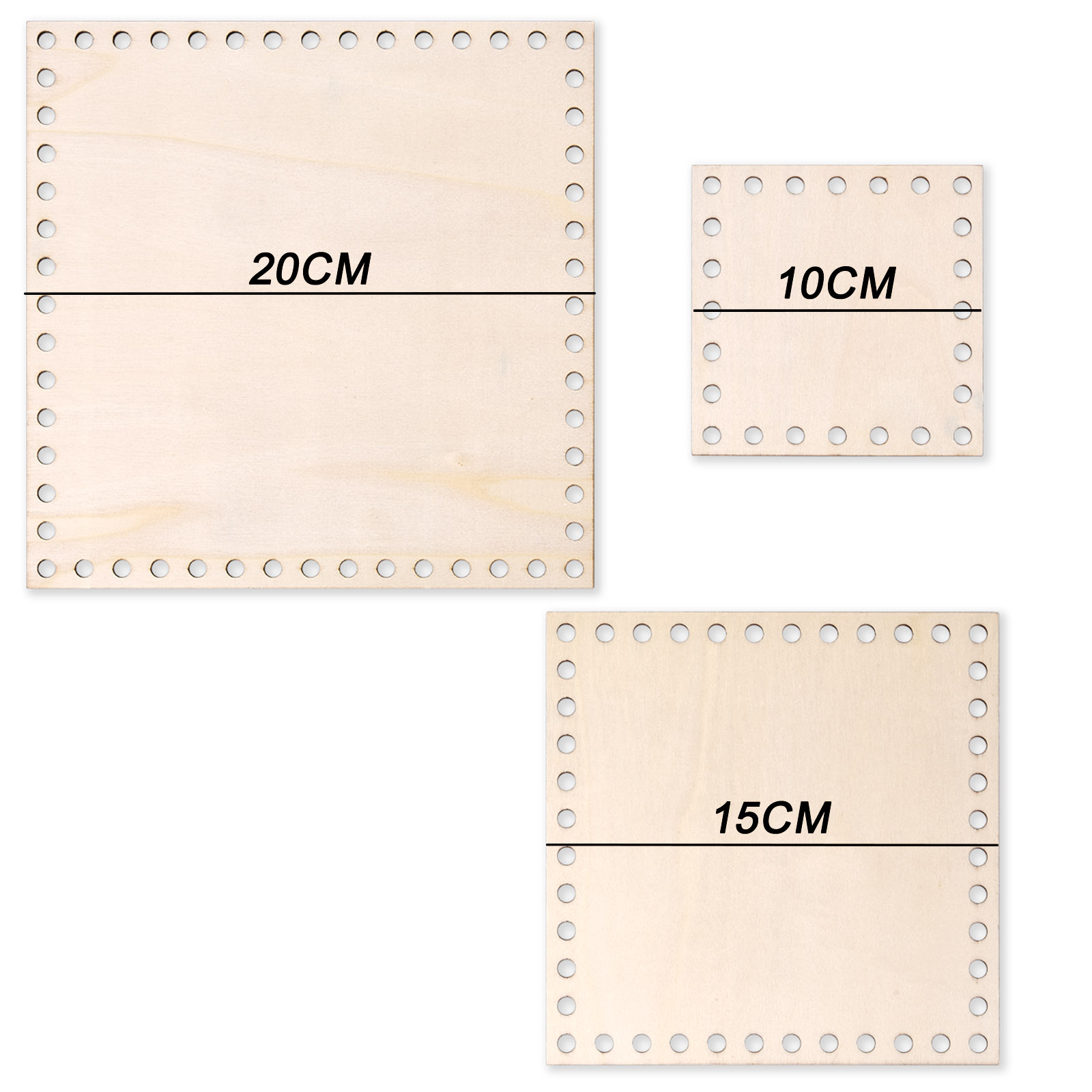 Cesta de ganchillo de madera, Base redonda, cuadrada, rectangular, parte inferior de elipse, cesta de ganchillo tejida a mano, suministros para manualidades, herramientas de fabricación, 3 uds.: Verde claro