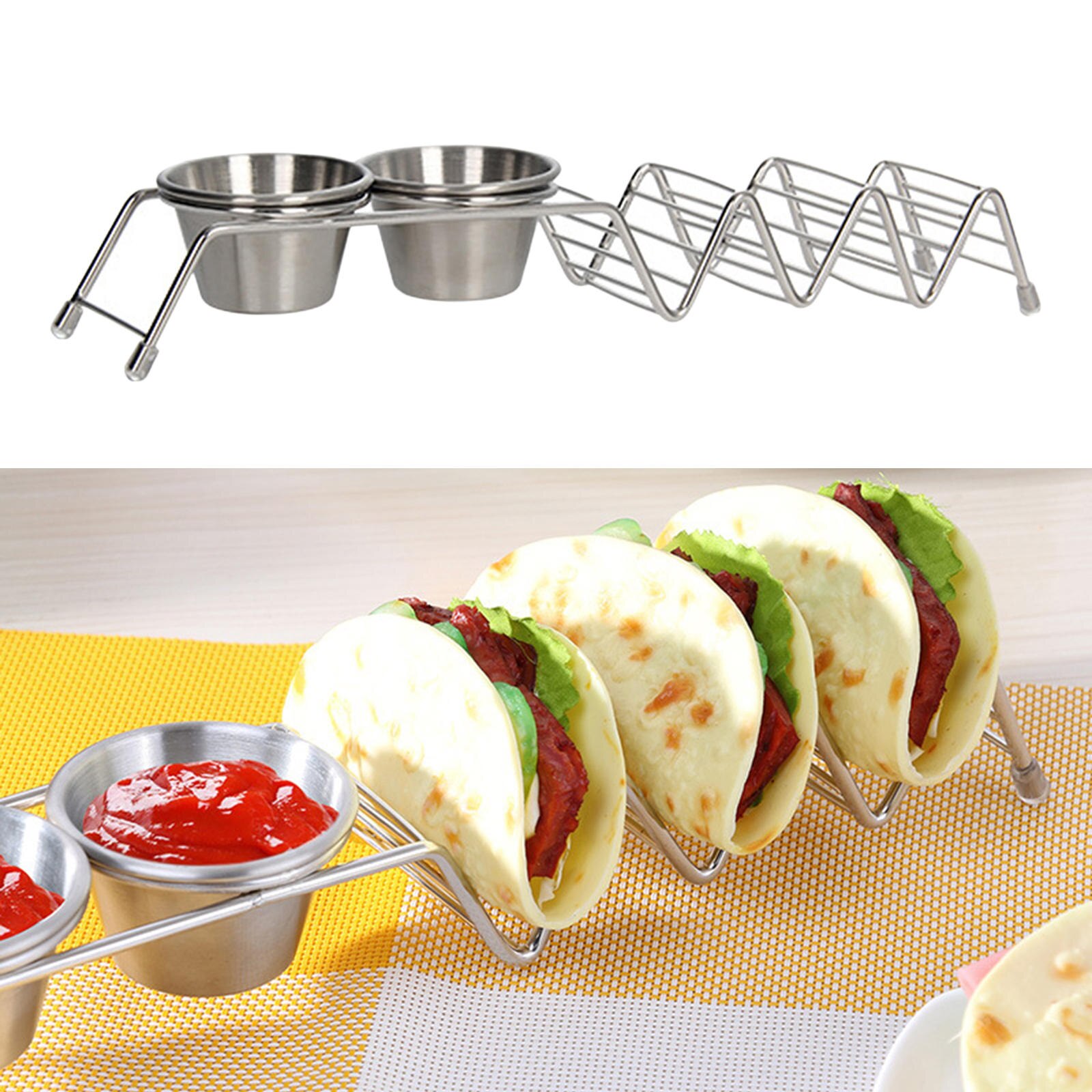 Taco Holder Stainless Steel Taco Rack Shell Taco Display Stand Plate Tray Food Holder Rack, Kitchen Cooking Tool