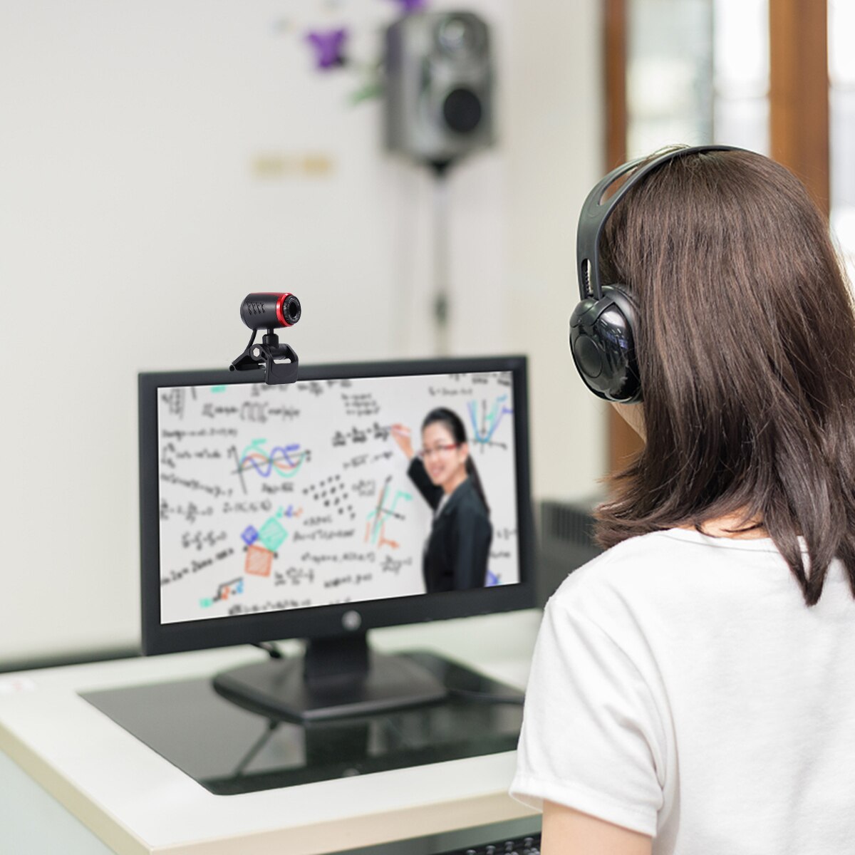 1.3MP Computer Camera Usb Opladen Microfoon Praktische Pc Camera Flexibele Webcam Zwart