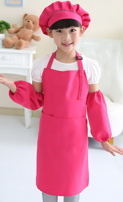 freundlicher kunst Küche Schürzen Taillen 9 Farben freundlicher Schürzen mit Hülse & Koch Hüte für Malerei Kochen Backen 4 teile/satz: M / Rose
