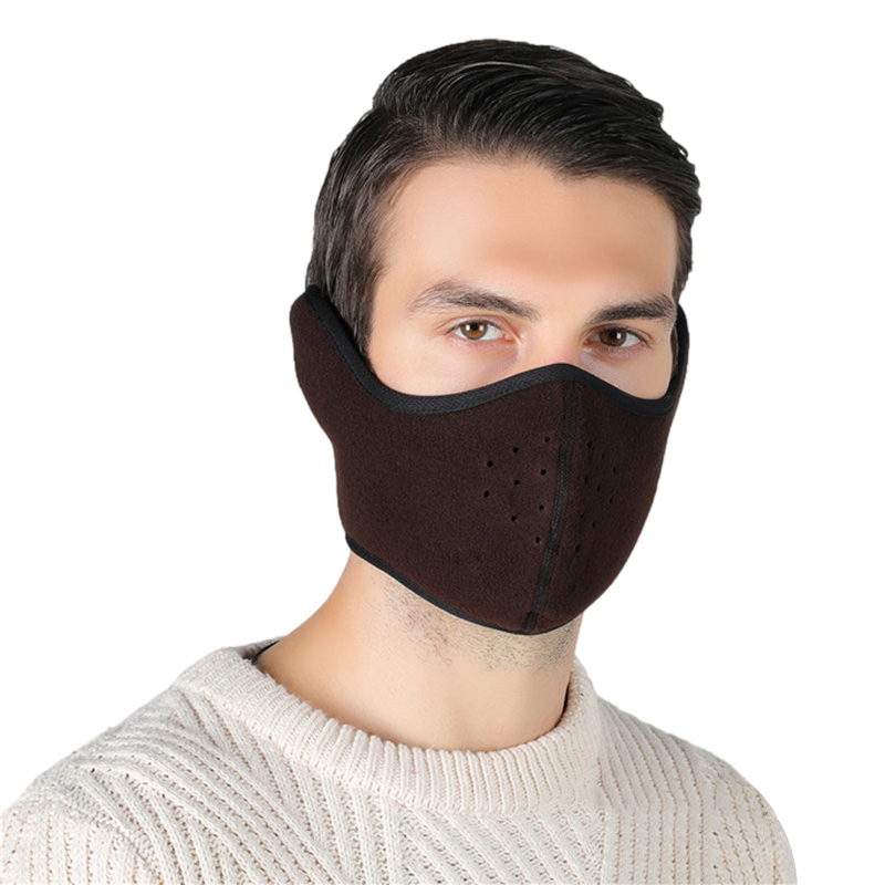 Hiver Thermique Masque Épaissir Polaire Coupe-Vent Hautement Respirant Hommes Femmes Ski Cyclisme Accessoires de Sport En Plein Air: Marron