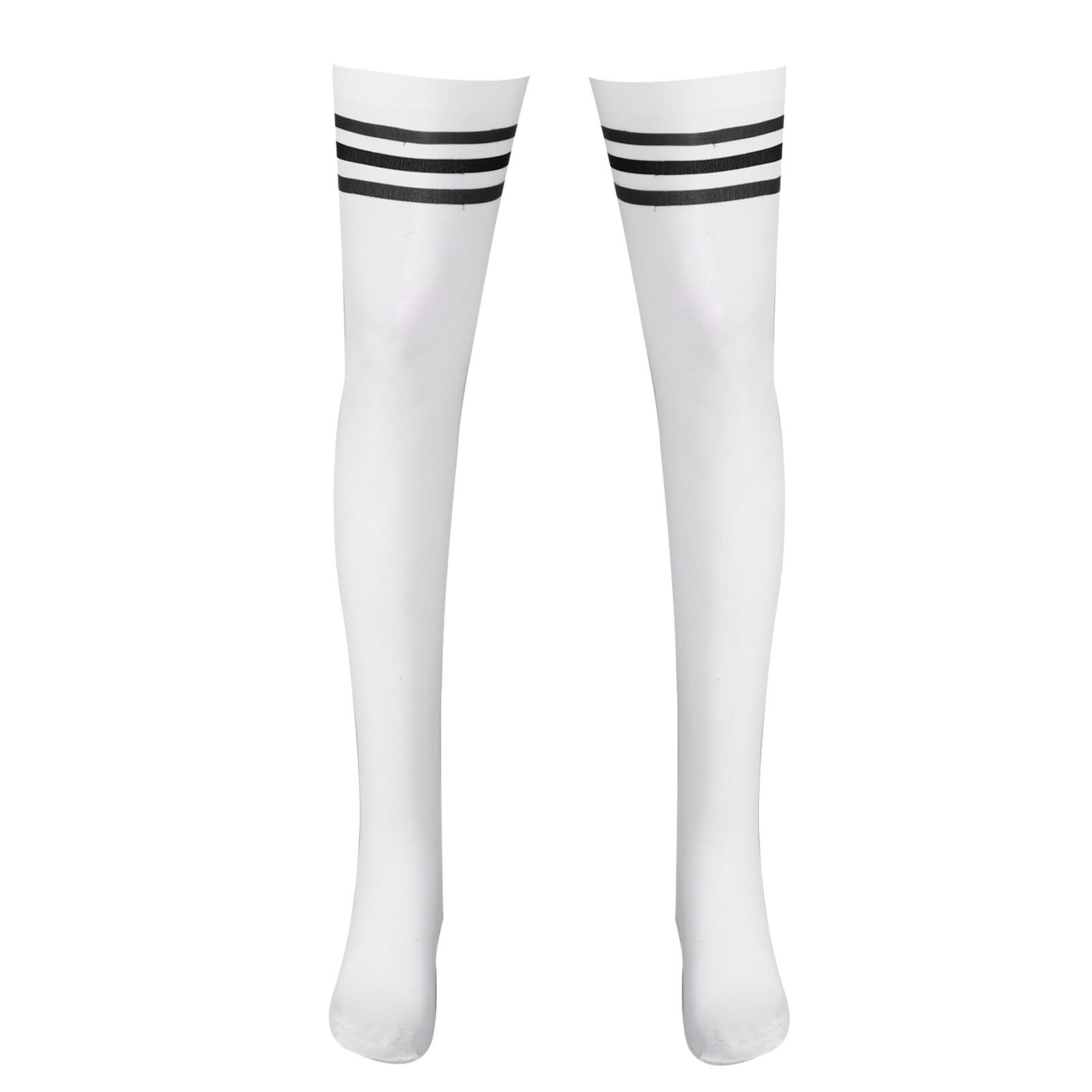 Mannen Gestreepte Overknee Sokken Lange Buis Kous/Open Tenen Kous Vrouwen Zomer Supre Dunne Ademende Sport Voetbal sok: White Black Stripe