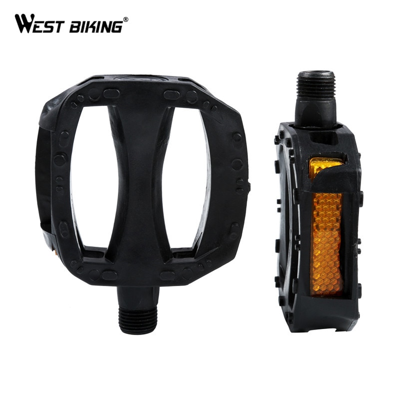 West biking ultralette barnesykkelpedaler 12mm 14mm sklisikre plastpedaler sikkerhetsadvarsel refleks barn sykkelpedaler