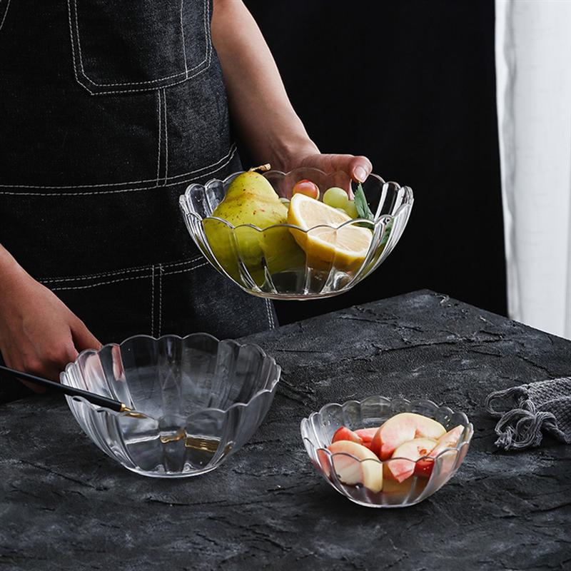 Akryl rund klar salatskål mad servering lotus skåle til frugt grøntsag dessert snack