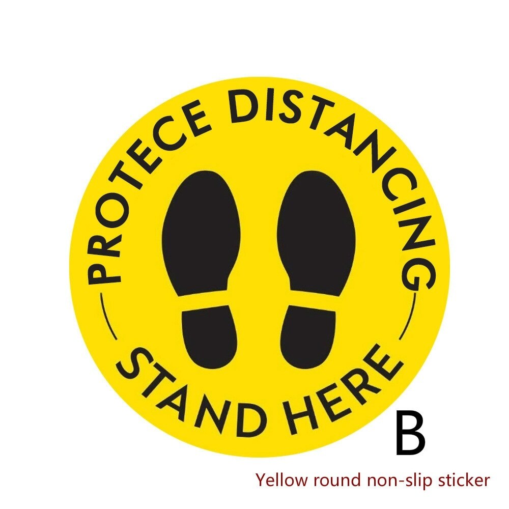 Keep Your Distance Safety Floor Sign Social Distance Circular Floor Sticker Anti Slip Mat: B