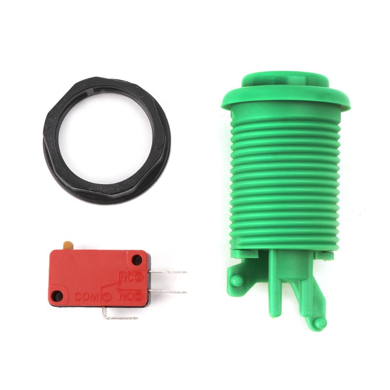 28mm Round Arcade Push Button American Style Three Foot Micro Switch for MAME Jamma: green