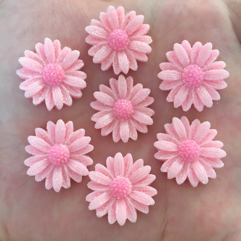 10pz resina 20mm luccichio Bepowder margherita Flatback bottoni in pietra album di ritagli abbellimenti di nozze per la decorazione di abbigliamento fai da te