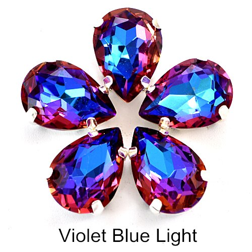 20pcs AAAAA Teardrop Naaien Steentjes Met Klauw 10x14mm Crystal Glas Rhinestones voor DIY Kleding trouwjurk B1220: Violet Blue Light