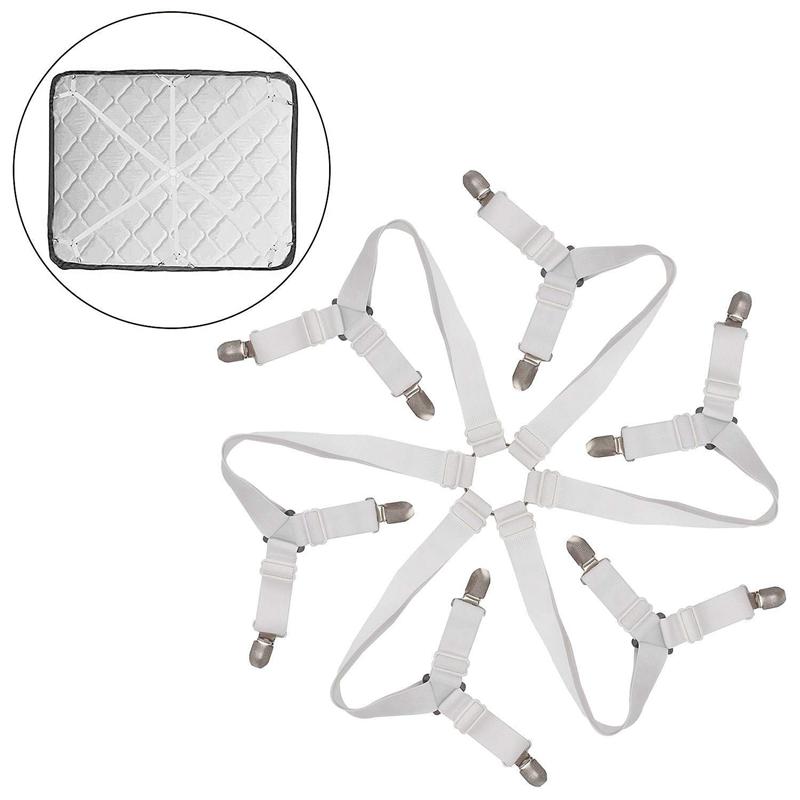-Laken Clips Grijpers Fasteners 3 Manier 6 Zijden Vel Bretels Elastische Vel Houders Matras Clips Bandjes- verstelbare