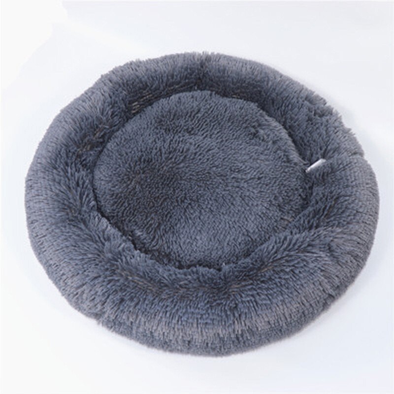 Pluche Huisdieren Ronde Hond Bed Matten Puppy Small Medium Honden Warm Chaise Longue Slapen Mand Hond Kat Ademend Kussen bedden: Black / M
