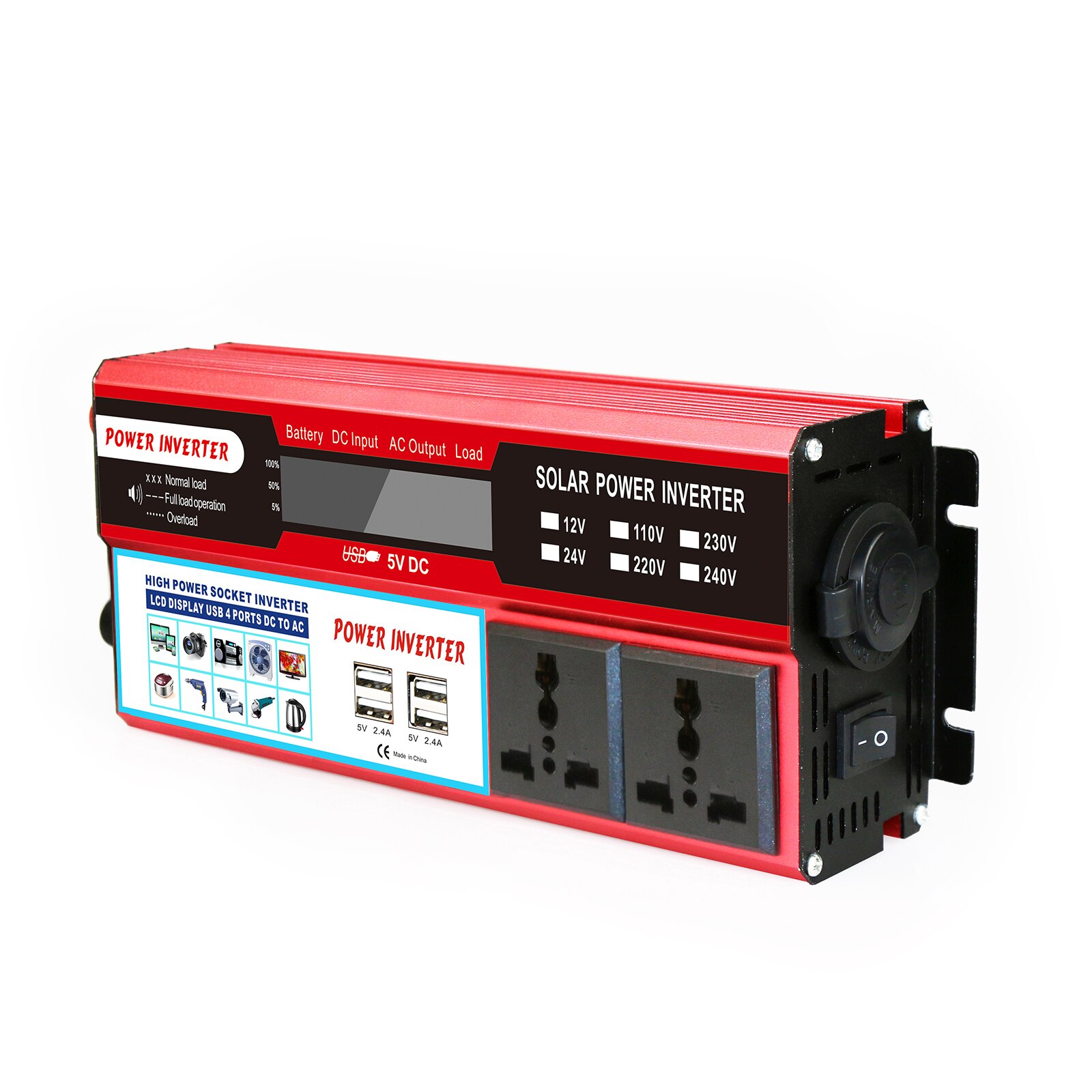 DC 12V 6000W 4 USB Charger Solar Power Inverter Wave Digital Display for car marine solar electric power wind electric power