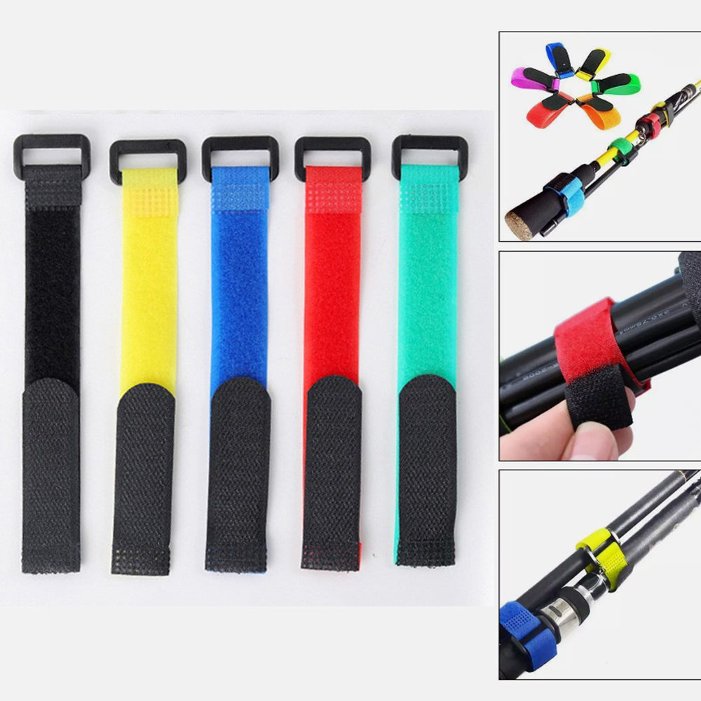10/20pcs Fishing Rod Tie Strap Holder Strap Suspenders Fastener Hook Loop Cable Cord Tie Belt Fixed Tackle Box Accessories