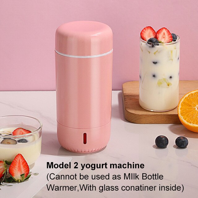 Automatic Yogurt Maker Mini Leben Yoghurt Fermenter Cup DIY Yoghourt Machine Container Heat Insulation Baby MIlk Bottle Warmer: Pink Glass liner