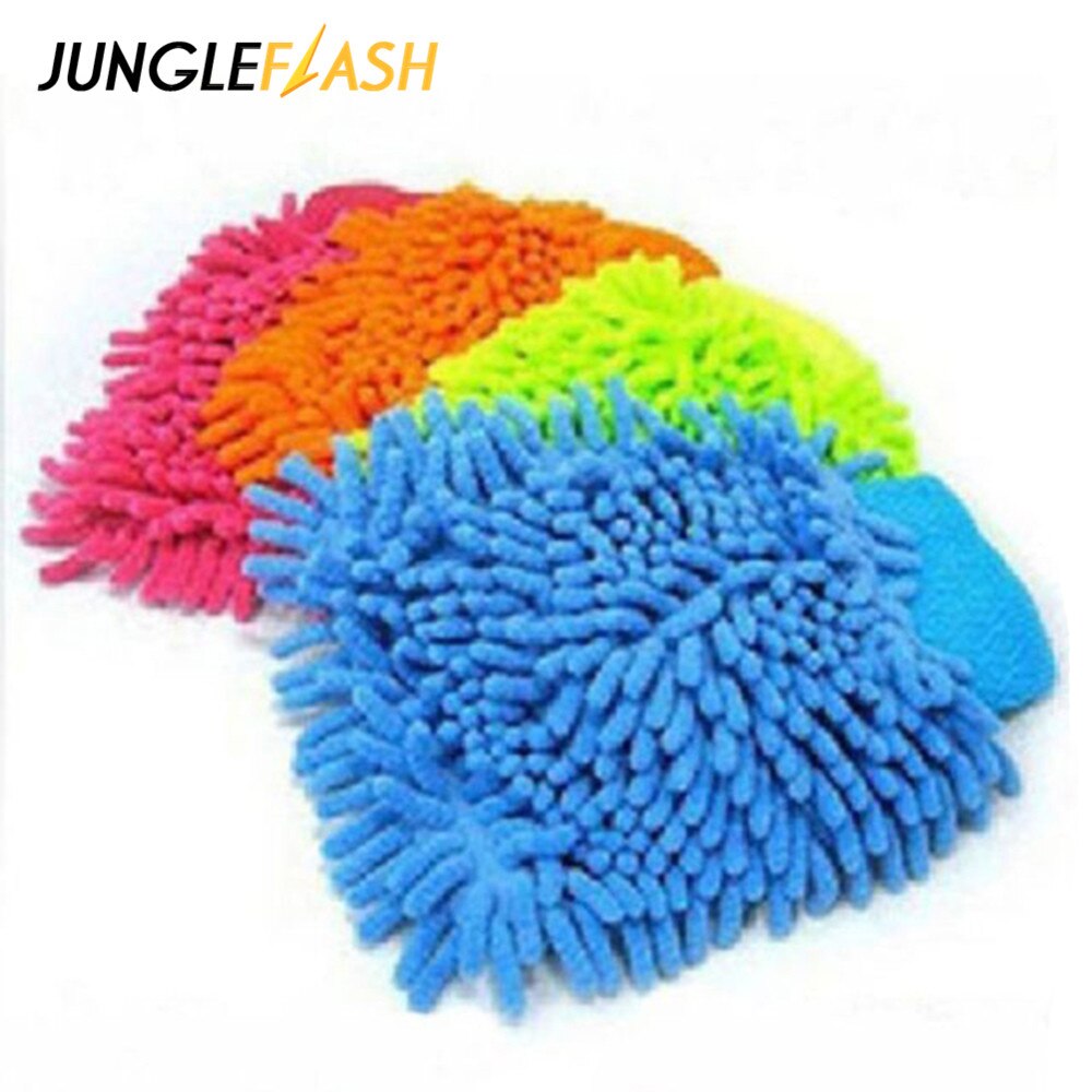 JUNGLEFLASH – gant de lavage de voiture, microfibre, microfibre, Chenille, microfibre, microfibre, nettoyage de la maison, vitres, chiffon: Random Color