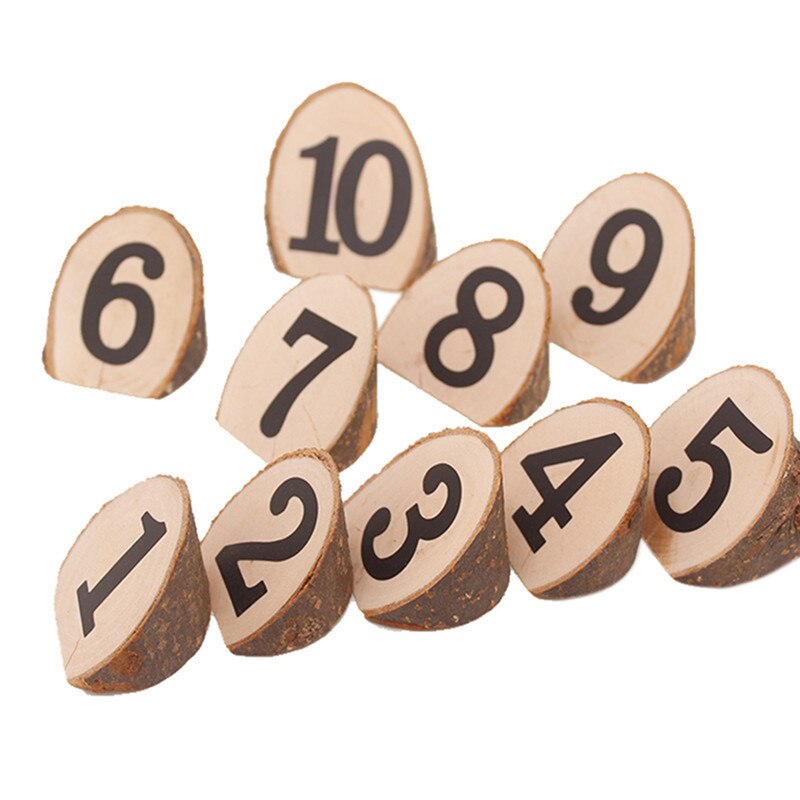 10 unids/pack estilo de madera suministros de Boda boda marcador de posición de la tarjeta número de tabla de figura Digital asiento Decoración