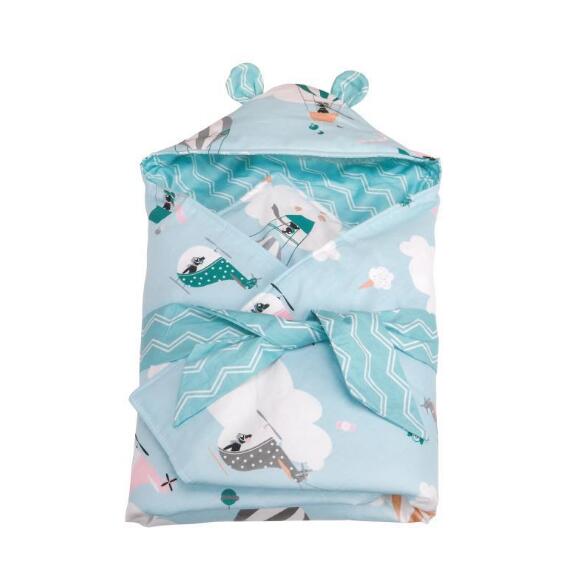 Zachte Baby Baby Hooded Deken Dikker Katoen Inbakeren Wrap Deken Sleepsack Afdrukken Winter Warm Houden BMT047: BMT047H
