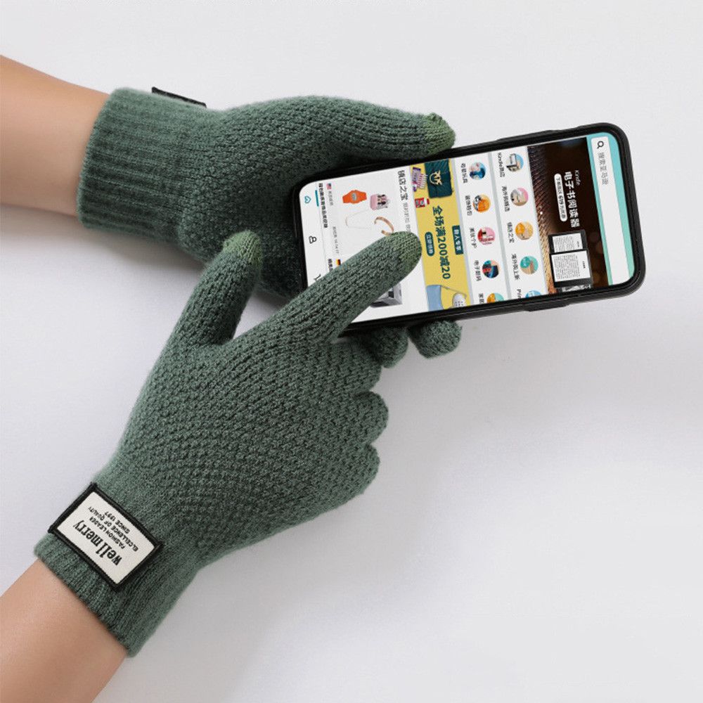 Gants en laine et cachemire pour écran tactile, tricotés pour hommes, couleur unie, , hiver, automne, épais, , résistant au froid, hiver