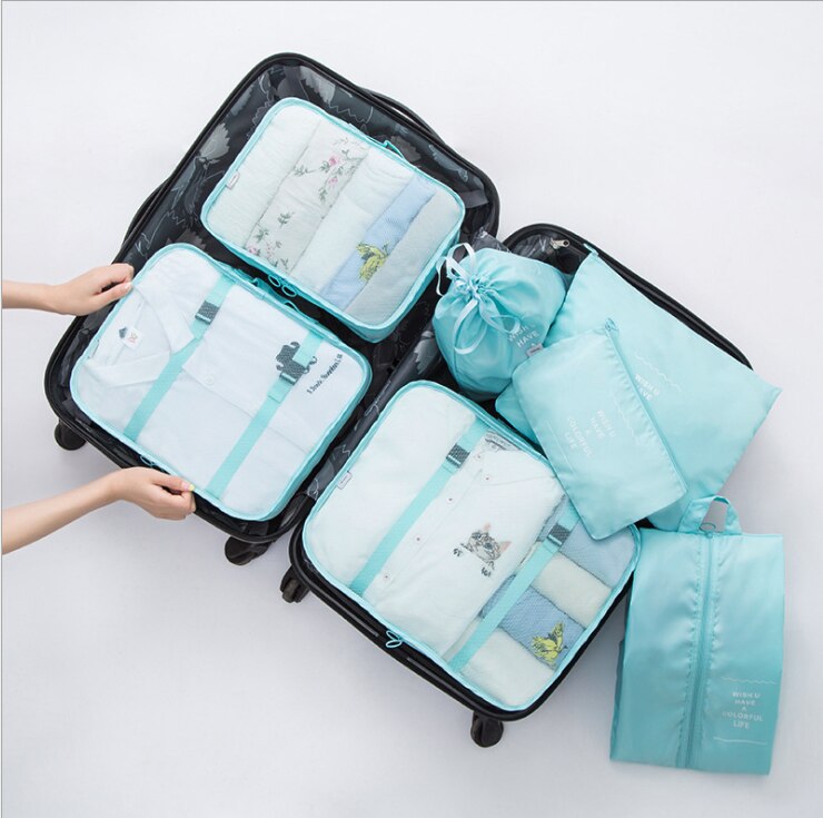 7 stk/sæt pakningsterning til kuffert rejser organisator taske kvinder mænd sko tøj bagage rejsetasker: -en