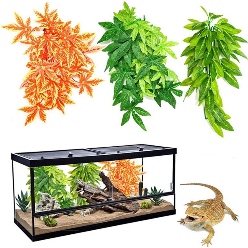 Plant Reptile Breed Box Scenery Simulation Plant Rattan 3 Packages Plant Vines Wall Hanging Simulation Rattan Leaves