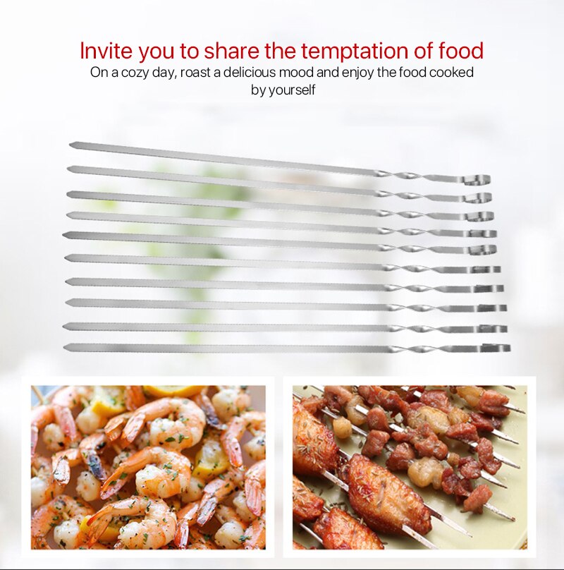 Barbecue Stick Barbecue Skewers Heavy Duty Flat Skewers Camping Tool Stainless Steel 18.1 Inch 46CM Long Kabob Skewers Metal