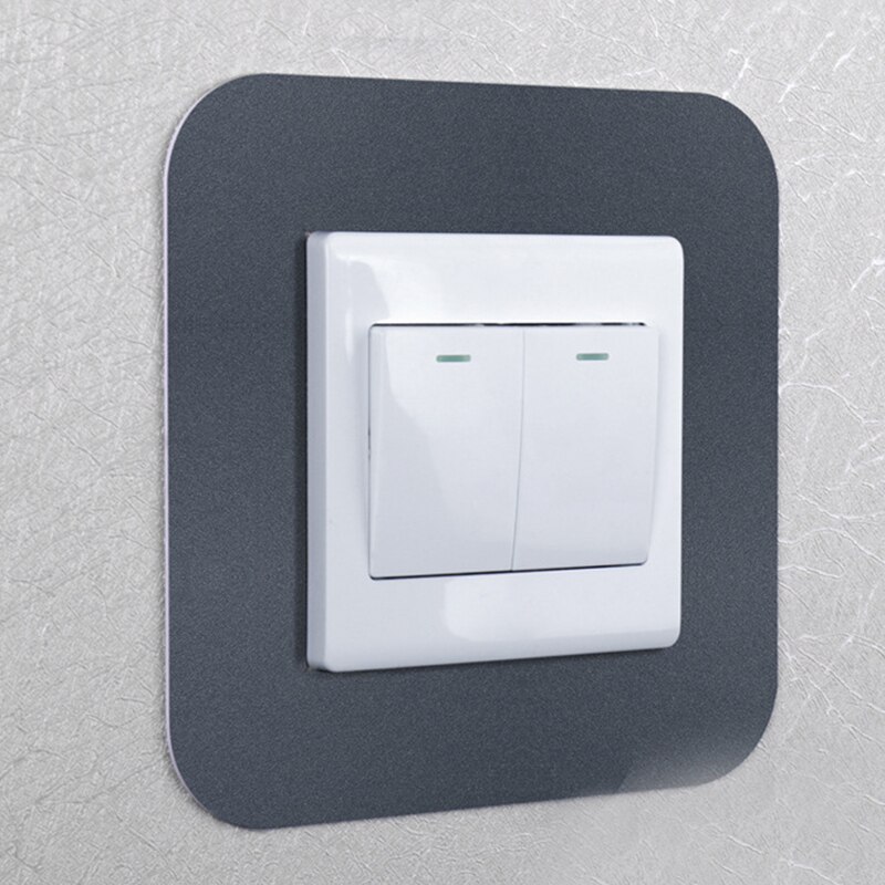 Prosta anty-brudna klamra typu nieprzylepna akrylowa naklejka strąk włącznik ochronny robić domu salon pyłoszczelna ochronna: pojedynczy 8.6x8.6cm / srebrzysty biały kolor