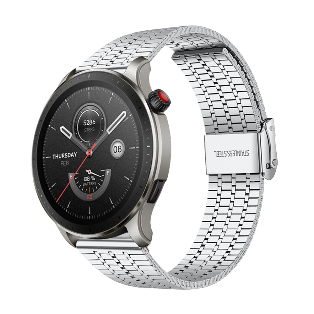 20 metalurrem til amazfit gts /2/2e/3/ gts 2 mini rem gtr 3 pro/gtr 4 2/47mm/42mm/ 22mm 3/ bip rustfri stålremme: Hvid sort / Andet