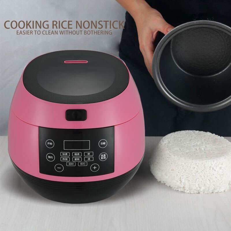 3L Rice Cooker Home Smart Mini Rice Cooker Small 1-2-3 People Automatic Ball Kettle Liner: pink