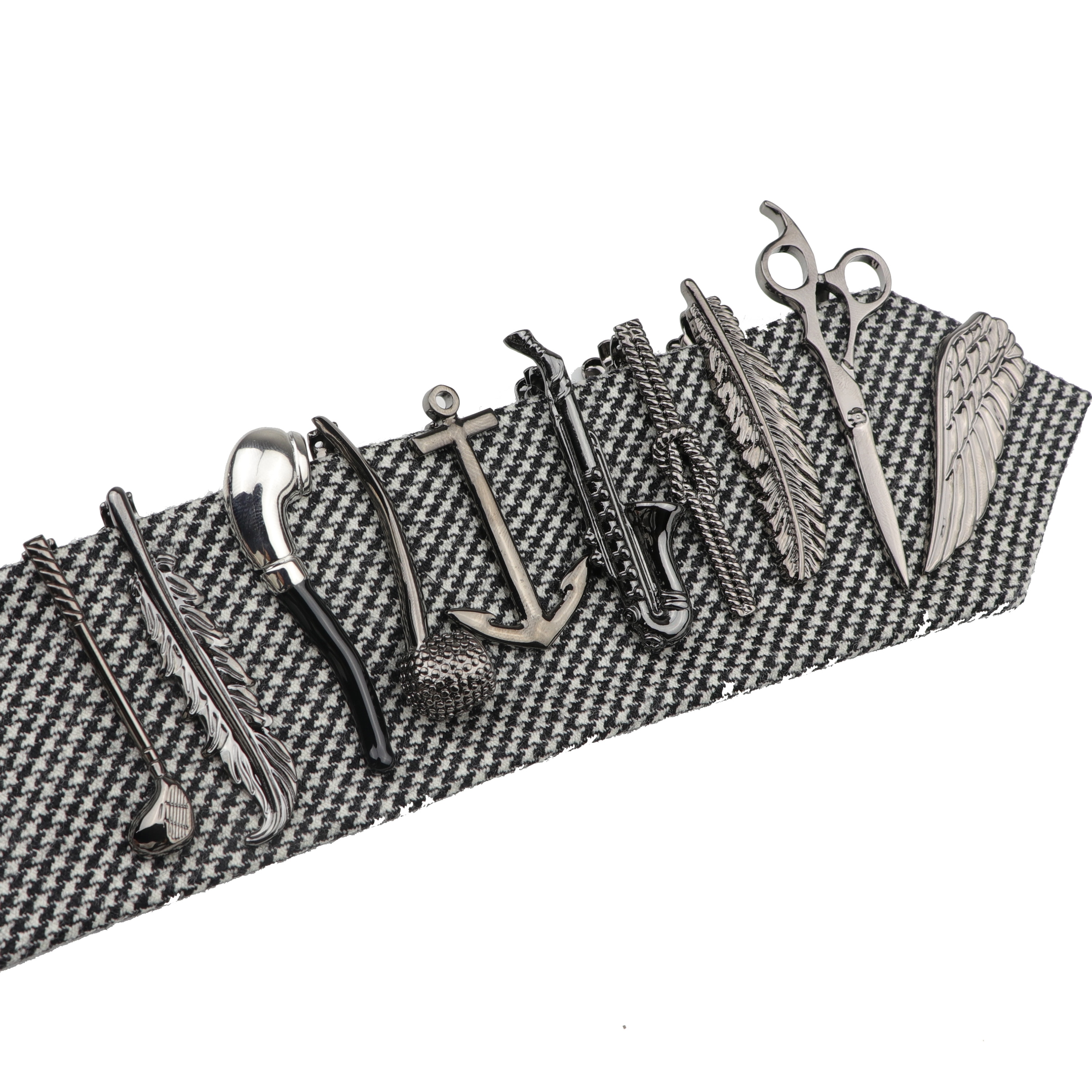 Tesoura cromada de golfinho e barba, 1 peça, metal preto, gravata, clipe para homens, gravata de pescoço, presentes para homens