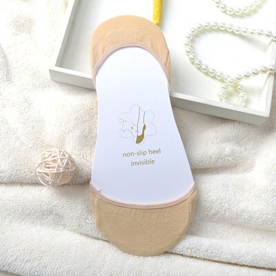 Lot de 3 paires de chaussettes bateau d'été pour femmes, antidérapantes, en silicone, invisibles, pour chaussures à talons hauts: Beige