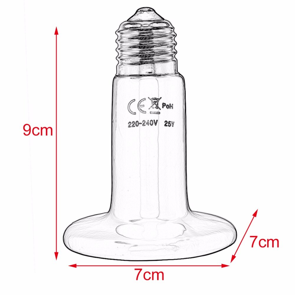 Bombilla cerámica con emisor de calor para reptiles, tortuga y mascotas, sin luz, 25W/50W/100W