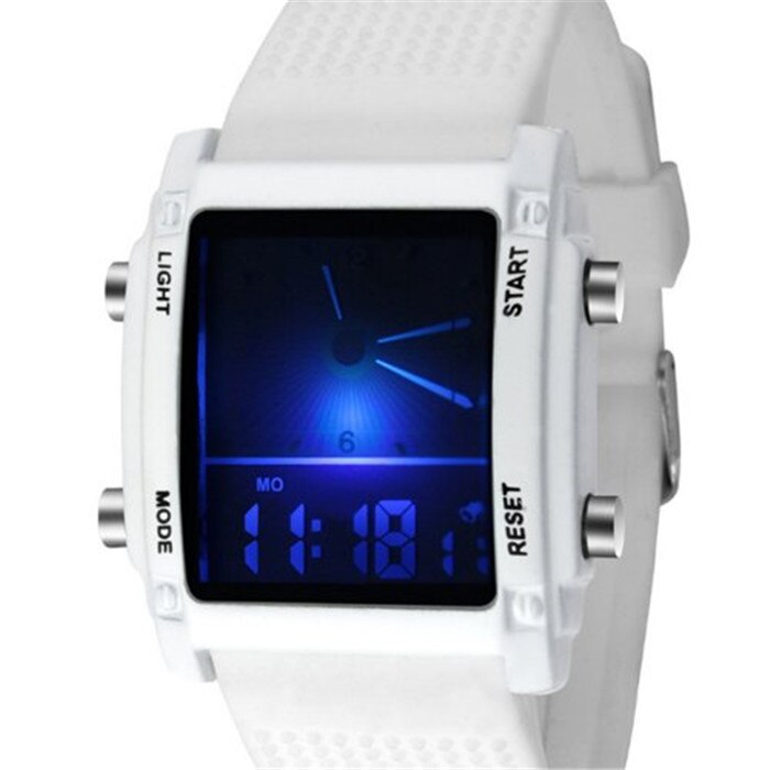 Reloj Led Digital para hombre y mujer, reloj de pulsera informal deportivo, banda de silicona, negro y blanco, reloj Saati: Blanco