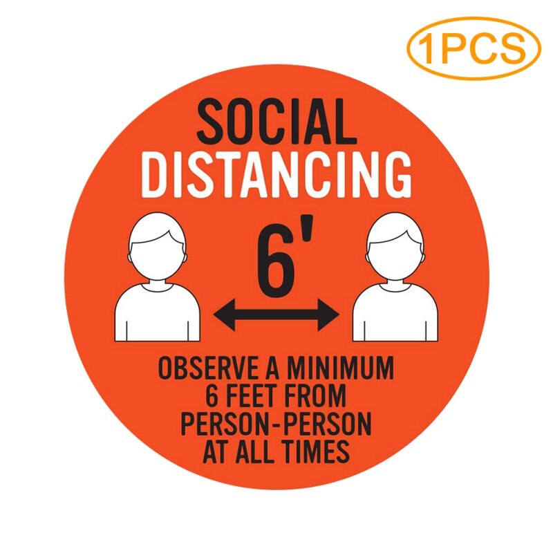 1pc Social Distancing Floor Decals Safety Floor Sign Poster Maintain 6 Foot Distance Anti-Slip Commercial Grade 11" Round: A4