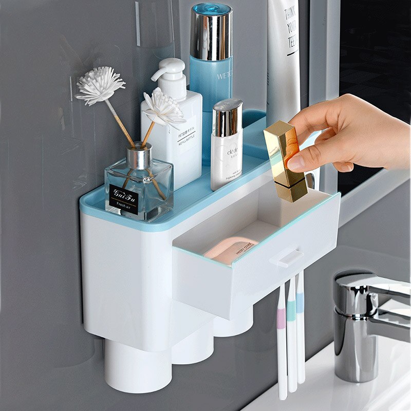 Oneup Tandenborstelhouder Magnetische Adsorptie Omgekeerde Cup Automatische Tandpasta Dispenser Voor Wc Badkamer Accessoires Sets