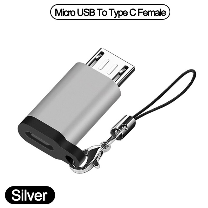 Cable convertidor tipo C a Micro usb tipo C a USB 3,0, adaptador OTG, Cable de carga para cargador MacbookPro, Xiaomi, Huawei, Samsung: Micro-Type-C Silver