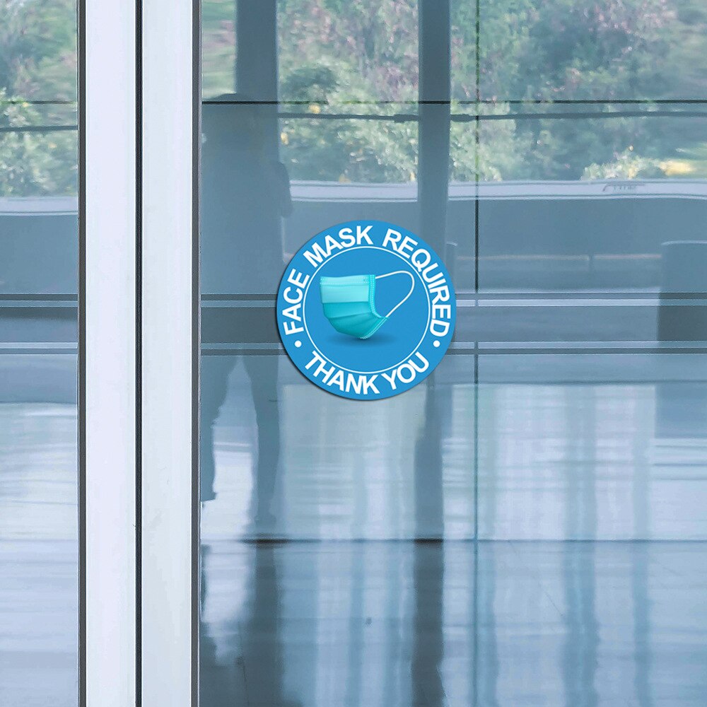 5 Pcs Face Mask Required Warning Signs Wall Stickers Window Floor Sticker Public Places Shop Bar Decoration