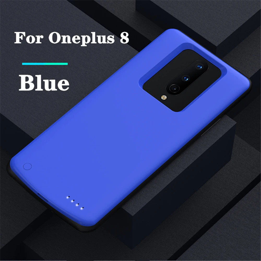 10000 mAh Batterijlader Gevallen voor OnePlus 8 Pro Powerbank Cover Externe Batterij Power Bank Cover voor Oneplus 8 Opladen Case: Dark Blue