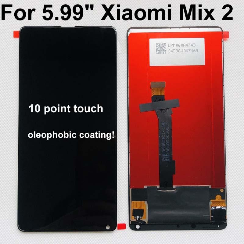 Painel de reposição para xiaomi mi mix2, display 100% original para lcd, 10 touch screen, xaiomi mix 2 mde5, lcd, digitalizador, reposição + moldura